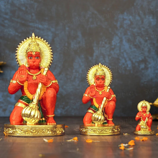 Sinduri Hanuman Murti - Gold Plated (3.5, 6, 9 Inch)