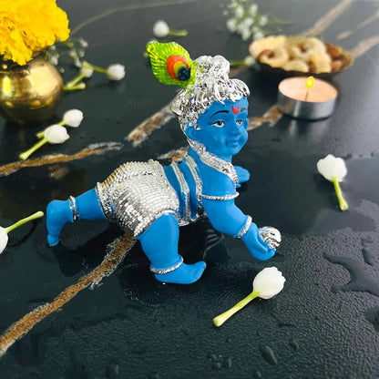 Crawling Laddu Gopal Murti - Silver Plated ( 2 Sizes)