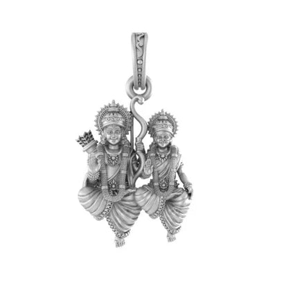 Sterling Silver God Ram and Maa Sita (Big Size) Pendant for Men & Women