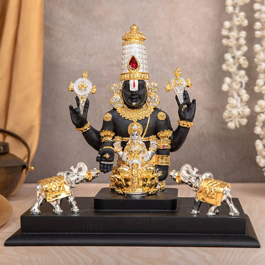 Gajalakshmi Tirupati Balaji Murti - Gold & Silver Plated (9 Inch)