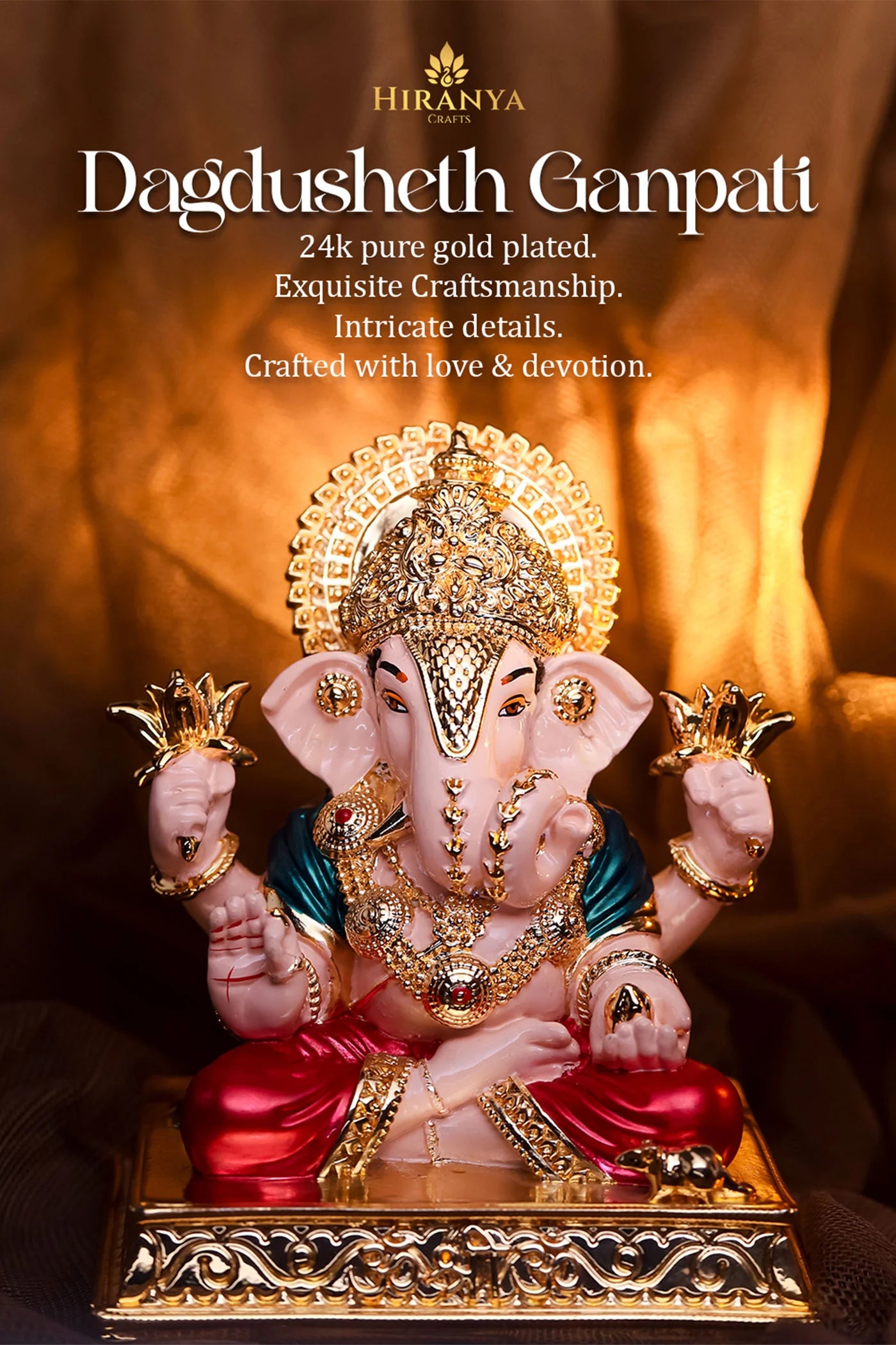 Ganpati Gold-Plated Idol 3 Inch