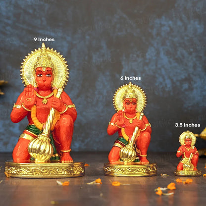 Sinduri Hanuman Murti - Gold Plated (3.5, 6, 9 Inch)