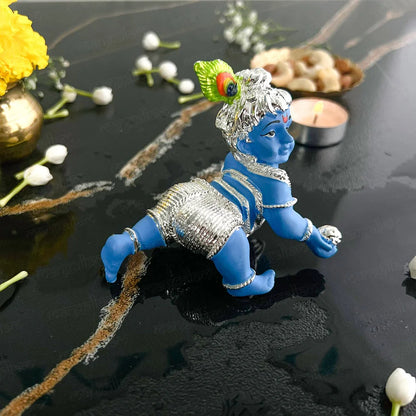 Crawling Laddu Gopal Murti - Silver Plated ( 2 Sizes)