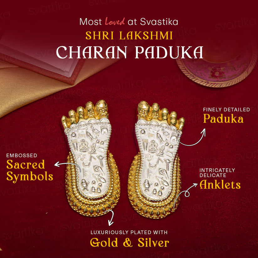 Shri Lakshmi Charan Paduka | 24K Gold and 999 Silver Plated