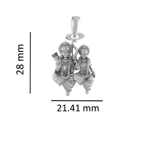 Sterling Silver God Ram and Maa Sita (Big Size) Pendant for Men & Women