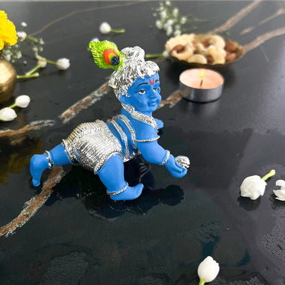 Crawling Laddu Gopal Murti - Silver Plated ( 2 Sizes)