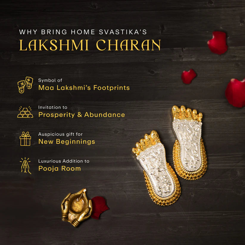 Shri Lakshmi Charan Paduka | 24K Gold and 999 Silver Plated