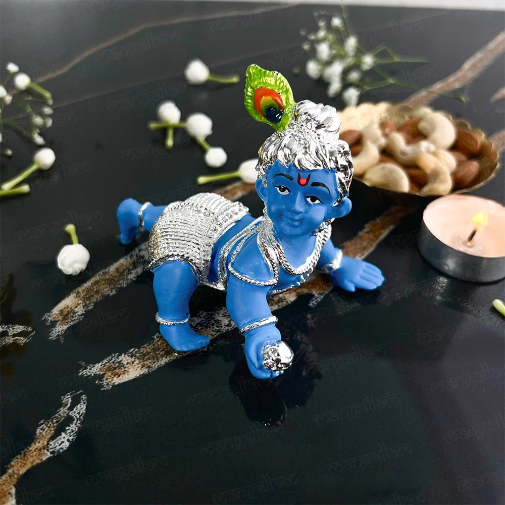 Crawling Laddu Gopal Murti - Silver Plated ( 2 Sizes)