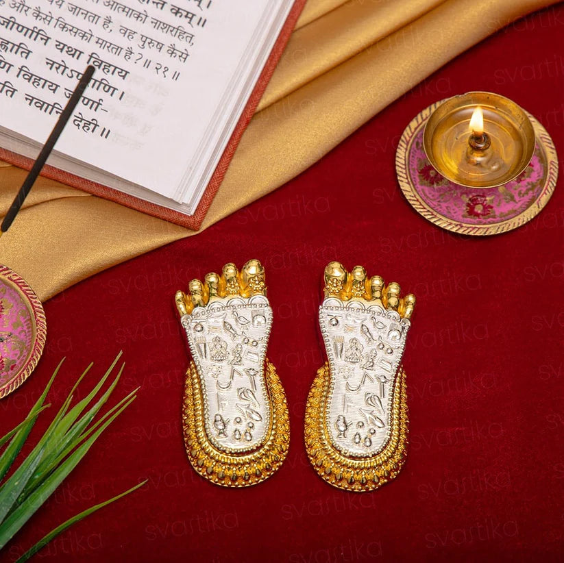 Shri Lakshmi Charan Paduka | 24K Gold and 999 Silver Plated