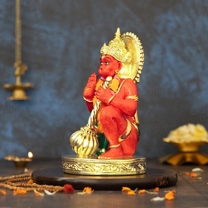 Sinduri Hanuman Murti - Gold Plated (3.5, 6, 9 Inch)