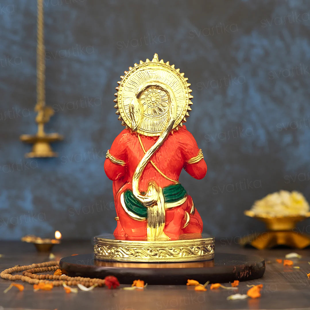 Sinduri Hanuman Murti - Gold Plated (3.5, 6, 9 Inch)