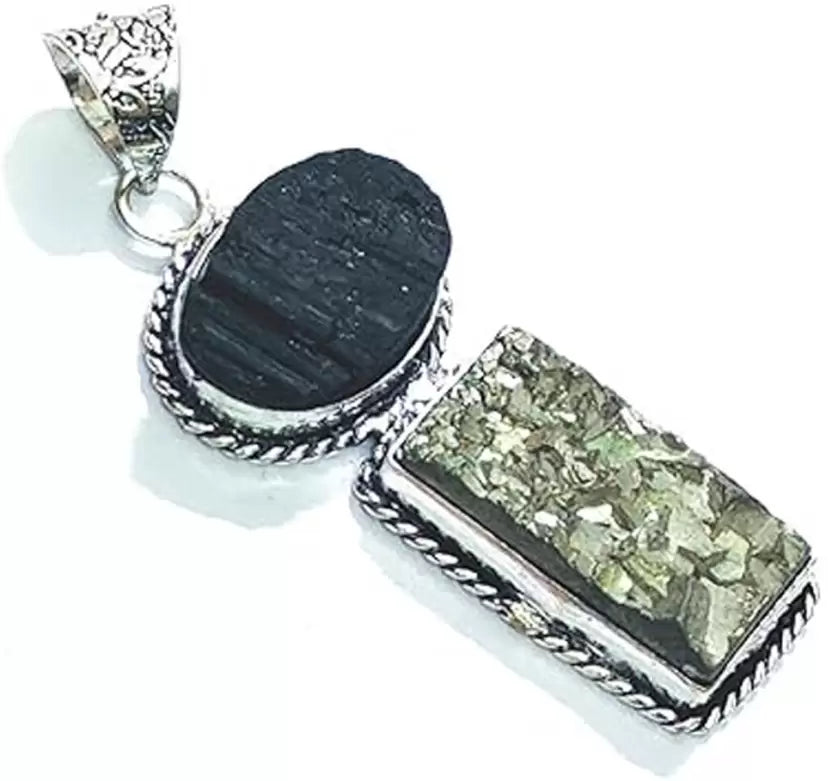 Black Tourmaline Pyrite Pendant