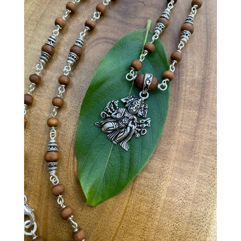 Panchamukhi Hanuman silver pendant mala necklace